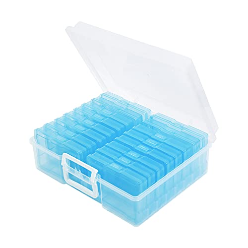Naivees Estojo para fotos 10 x 15 cm - 16 caixas internas organizadoras de fotos transparentes para artesanato e armazenamento de fotos para fotos, fotos, fotos, arte (azul)