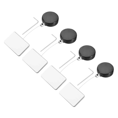 MECCANIXITY 1.8 ft Retractable Cable Lock with Square Patch Remote Control Security Lock with Adjustable Cord Tether Anti Theft for Laptop, TV, 200g, Black, 4 Pack