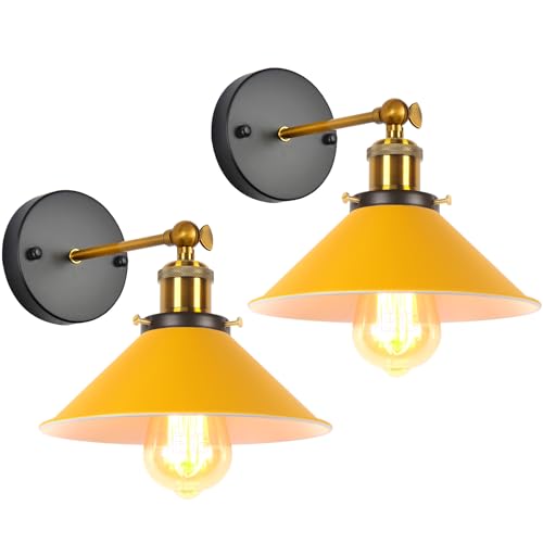 iDEGU Lot de 2 Appliques Murales Rétro, Lampe Murale de Style Edison en Forme de Parapluie E27 Métal Plafonnier Luminaire Vintage Applique Intérieure pour...