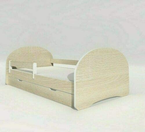 Meblex Lit pour Enfants Lit d'adolescent avec Protection du Matelas Contre Le Glissement Tiroir et Lattes en Bois à Ressorts Lit Enfant pour Tous avec élément de tête intégré 160x80 cm, Motif Sonoma Cover