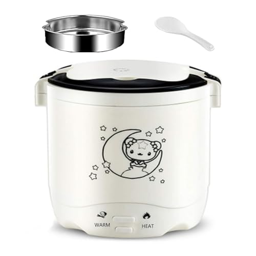 KhUkhu Rice Cooker Mini with Steamer Slow Cooker And Food Steamer Non-Stick Inner Pot Keep Warm Functionality 1.2L Upgrade,White