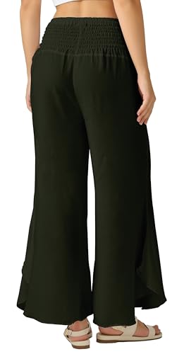 Joob Joob Palazzo Pants for Women - Boho Flare Leg Wide Summer Pant Women - Harem Waist Flowy Bottoms with Pockets2