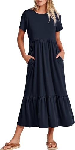 Robe de plage fluide pour femme bleu marine taille L vêtement été