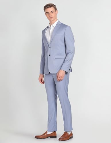 Image of Arrow Men's Polyester Double Breasted Business Suit Pants Set (ARAGSU5604 Blue