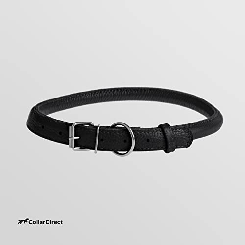 CollarDirect Rundes Leder Hundehalsband, weich gepolstert gerollt, handgefertigtes Echtleder Halsband für Hund Welpe Katze Klein Groß Schwarz Rosa Rot Lila Blau