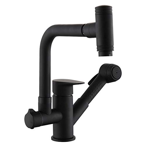 Robinet de cuisine extractible en cuivre pur avec jet rotatif eau chaude et froide