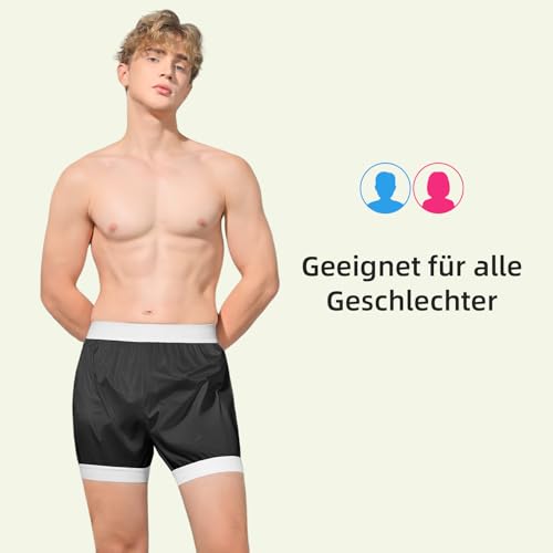 Carer 2 Stück Inkontinenz-Auslaufsichere Unterwäsche Boxershorts für Erwachsene Plastik-Windelhülle Waschbare Wiederverwendbare Wasserdichte InkontinenzUnterwäsche Boxershorts Unisex Schwarz Größe L