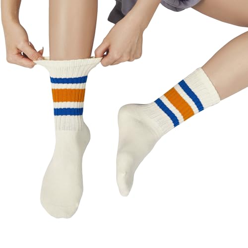 Image of American Trends Tube Socks for Women Striped Slouchy Scrunch Retro Socks Vintage Cute Crew Sock