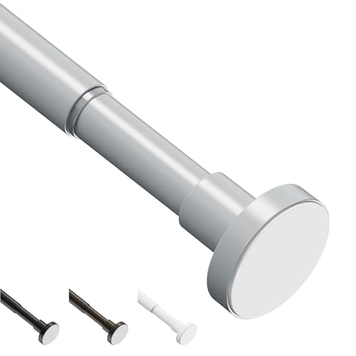WELDUN Barra de tensión de cortina extensible, 46-190 cm, barra telescópica para cortinas de ducha, barra de resorte ajustable fuerte para ventana, baño, dormitorio, gris