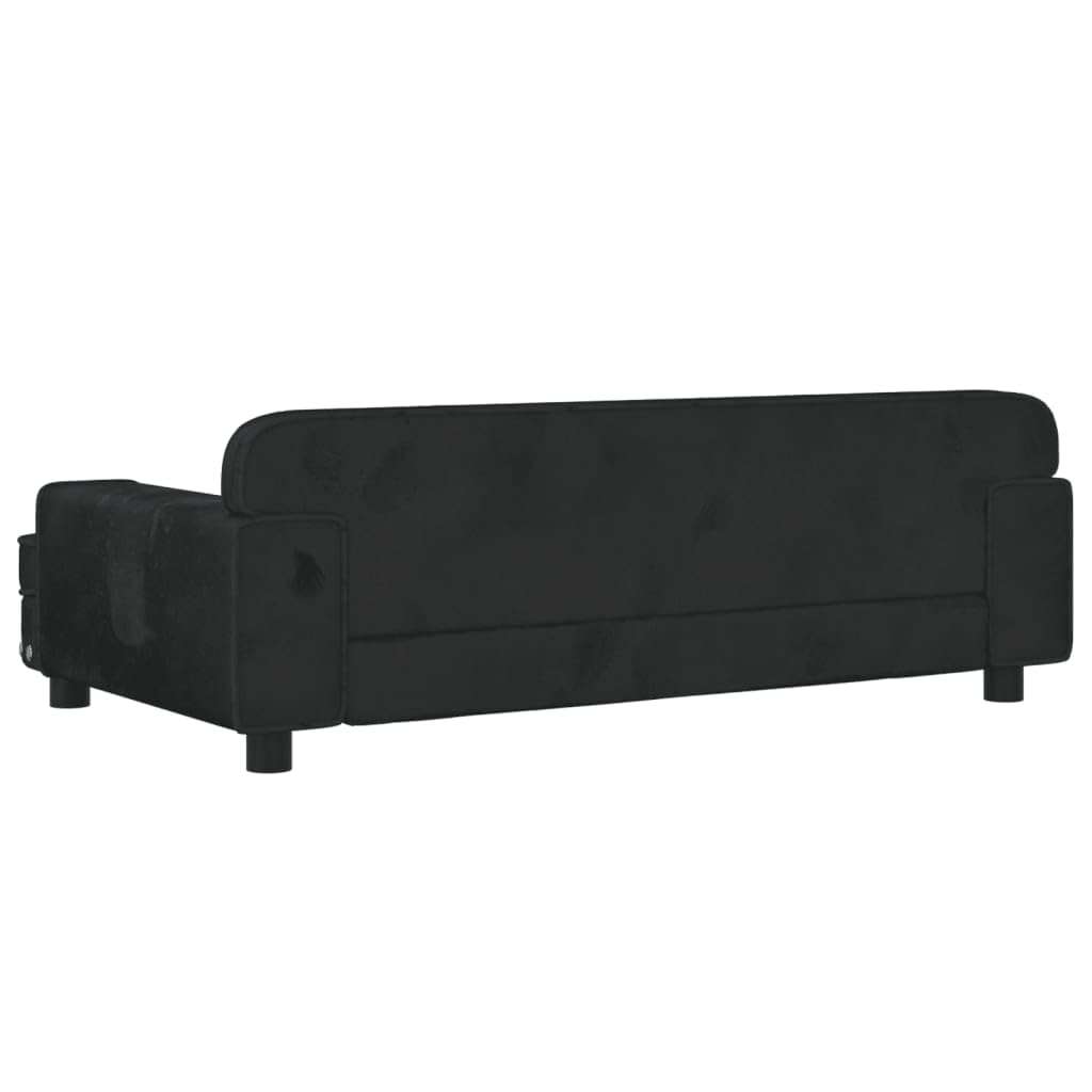 Hundebett Als Sofa – Kunstleder Hundecouch Mit Holzrahmen, Wasserabweisend & Leicht Zu Reinigen, Schwarz