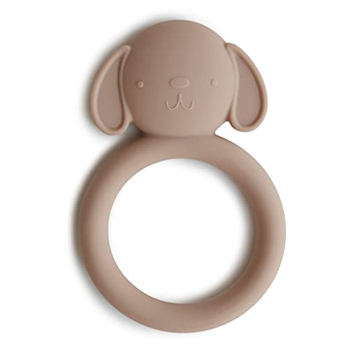 mushie Silicone Baby Teether Toy | Dog Brown