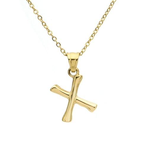 Collier alphabet en or chaîne hip hop bambou et acier titane femme