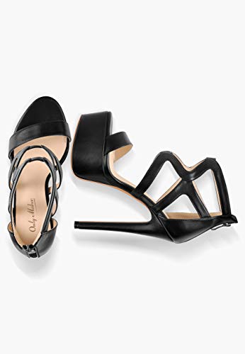 Image of richealnini Women's Crisscross Platform Stiletto High Heels Strappy Sandals with Zipper