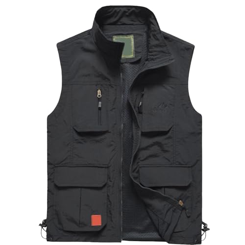 CHIACJYRSEDK Damen Cargo Weste Ärmellos Damenweste Outdoor Leichte Arbeitsweste Warm Freizeitjacke ohne Ärmel Weste Casual Reporterweste mit Vielen Taschen Frauen Outdoorweste Dünn Übergangsweste