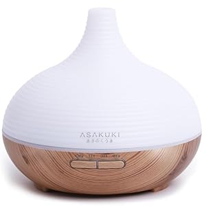 ASAKUKI Diffuseur d’huiles essentielles 300ml, Premium 5 in 1 Vaporisateur électrique à ultrasons Humidificateur, minuterie et arrêt Automatique sans Eau, 7 Couleurs de lumière LED pour, Maison-Jaune