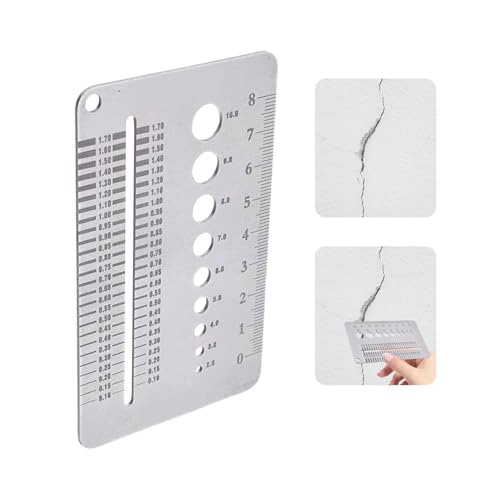 Wscwl クラックゲージカード, 隙間測定定規 ギャップ計測用, ステンレス製 DIY用簡単取付耐久ひび割れ幅測定器 家庭壁建設点検監視用亀裂検査ツール 建築現場向け