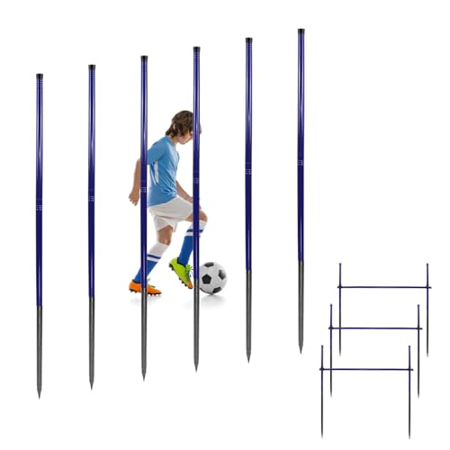 Qufiona Agility Poles 6 Pack 4.9FT Metal Soccer Training Poles Adjustable Agility Hurdles Training Equipment
