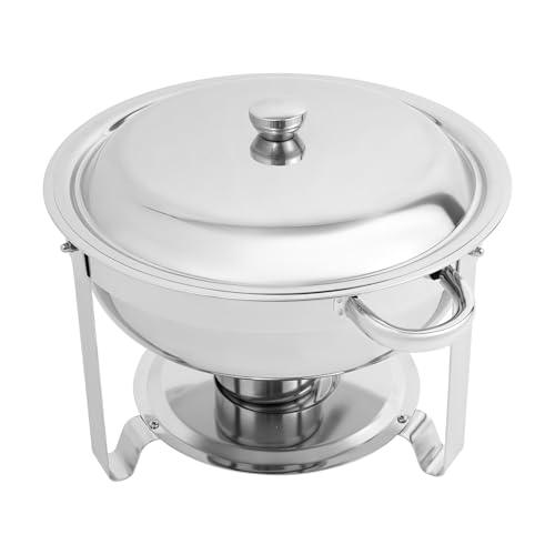 Tagtuell 4er Set Rund Chafing Dish Set, Professional Speisenwärmer mit Deckel, 4,5L Edelstahl Buffet Wärmebehälter Buffetwärmer für Restaurants, Buffets (Silber) – Bild 5