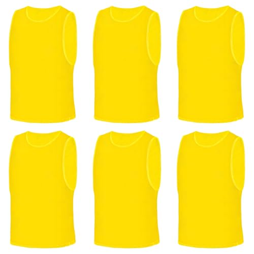 AUYAO Petos Futbol, 6Pcs Petos Futbol Niños, Chaleco de Entrenamiento de Malla Transpirable, Camisetas Deportivo para Balón de Fútbol Baloncesto, M