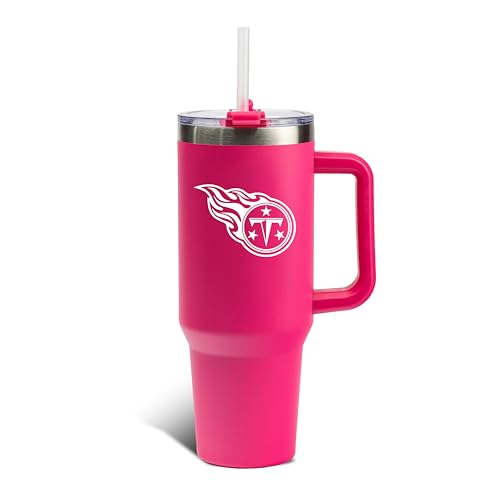 Image of The Memory Company Officially Licensed 40oz Pink Game Day Tumbler with Team Logo, Tennessee Titans