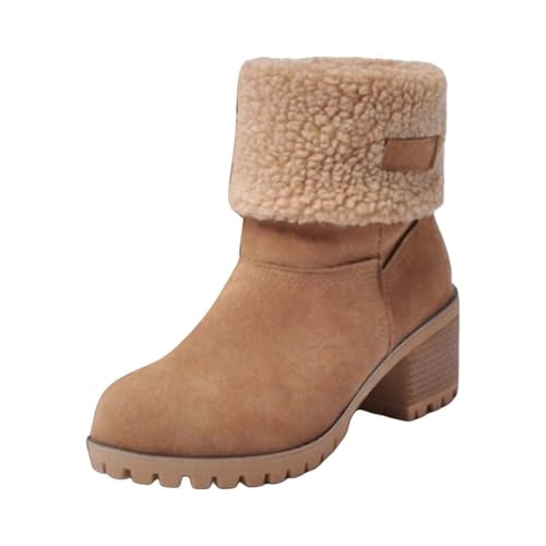 Genérico Botas Borreguito Mujer Botines Calentitos Mujer Men's High Performance Warm Snow Boots Weather Comfortable and Botas Altas Negras Mujer de Botines Grises Mujer (Khaki, 44)