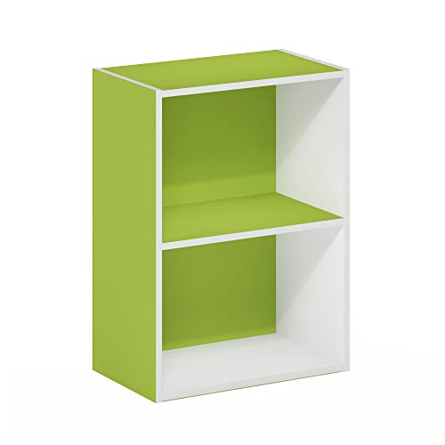 Image of Furinno Luder Bookcase / Book / Storage, Green /White, 2-Tier
