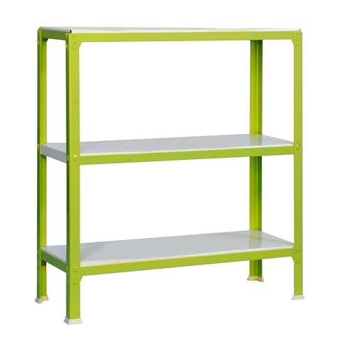 SimonRack Estantería Metálica Almacenaje, Sin tornillos, 3 Baldas, Alta Capacidad Carga 150 kg, 900x800x400 mm, Estantería Salón Baño Cocina, Verde/Blanco - SimonHomeClick Metal