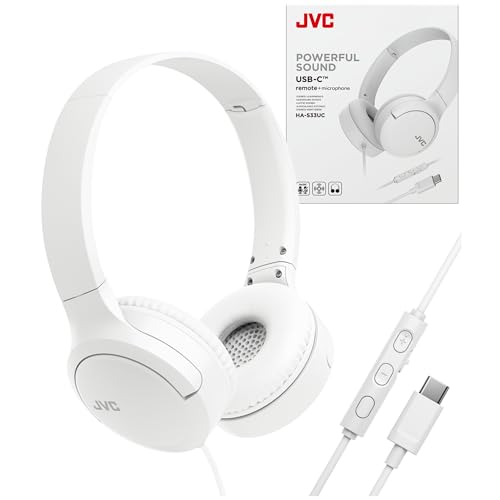 Image of JVC USB-C Wired On-Ear Headphones with Mic - Comfortable All-Day Wear, Clear Calls, Rich Sound - Foldable & Lightweight - Tangle-Free Single-Sided Cable - Great for Gaming & Work from Home