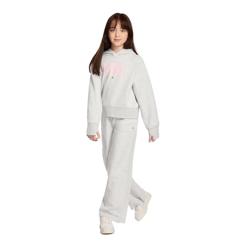 Image of Tommy Hilfiger Girls' Fleece Wide Leg Bottom Jogger Sweatpants with Drawstring & Functional Side Pockets