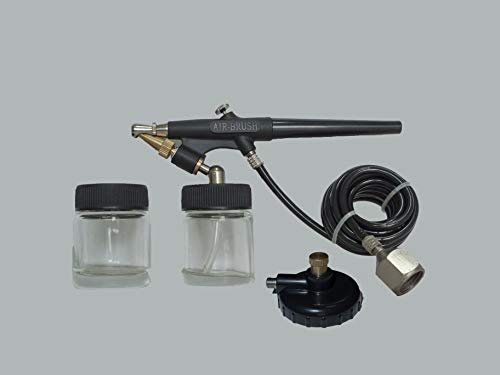 ABAC G-520 Kit Aérographe, Petit Pistolet Souffleur avec 2 Réservoirs de Peinture, Tuyau de 1,5 m, Adaptateur pour Raccord d'Air Comprimé, Noir