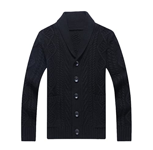 Manteau casual lâche homme pour automne hiver pull tricot col V noir
