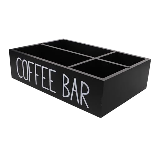 FIXOSHEE Organizador de Bolsas de Té de Madera con Divisiones para Mesa Caja de Almacenamiento y Café Accesorios de Barra para Cocina y Oficina Decoración Rústico