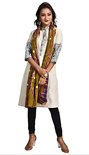 Image of Women's Pure Cotton Multi-Colored Traditional Authentic Tie Dye with Bandhej Bandhani Dupatta Chunni