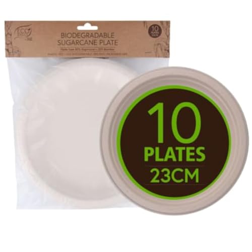 White Magic WM-EB-BSCP-23cm Eco Basics Biodegradable Sugarcane Plate 23cm - 10pcs
