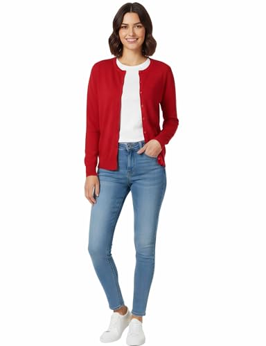 Image of Allsense Women's Long-Sleeve Crewneck Cardigan | Classic Button Down Sweater, Soft Fine Knit, Lightweight