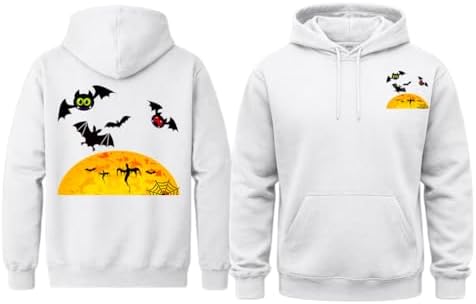 SaaDZ Halloween Bats Hoodie Spooky Moon Graphic Sweatshirt Cute Flying Bat Horror Fall Hoodie Unisex Gift image 3