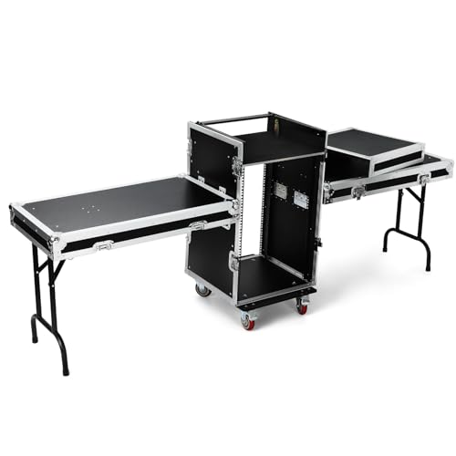 Healifty Dj Table for Performance Professional Dj Cabinet Media Console Cabinet for Stage Road Case Audio Mixer Stand for Server Rack Black