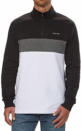 Calvin Klein Mens Mid-Weight Quarter Zip Pullover (Black, Medium)