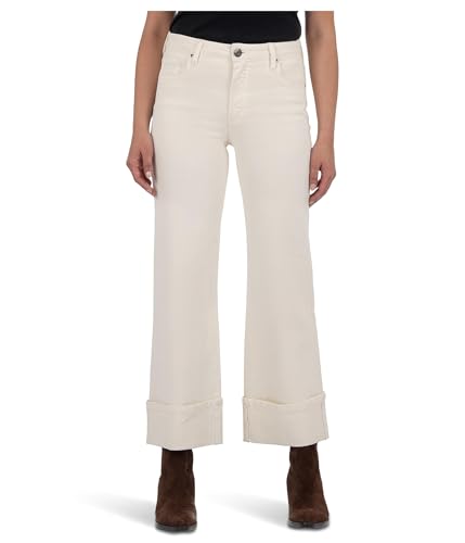 KUT from the Kloth Women's Petite Meg High Rise Fab Ab Wide Legs Roll Up Regular Hem