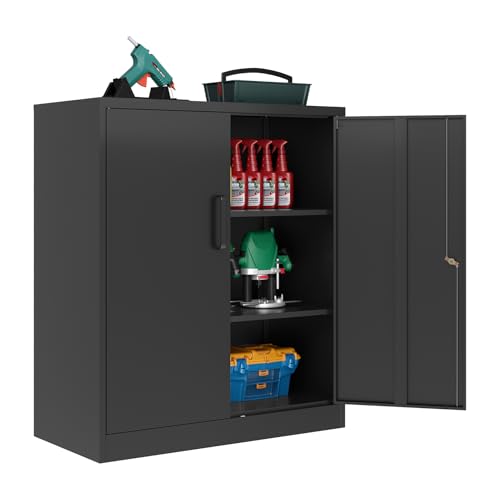 LISSIMO Metal Storage Cabinet, Garage Storage Cabinet with Locking Doors and Adjustable Shelves for...