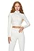 Leggings Depot Women’s Everyday Seamless Cropped Mock-Neck Full-Zip Long-Sleeve Jacket for Lounge & Workout Matte Pearl, Small