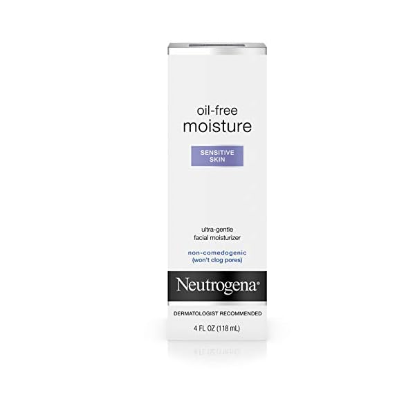 Neutrogena-Oil-Free-Facial-Moisturizer-Sensitive-Skin-4-Fl-Ounce Neutrogena Oil-Free Moisture Daily Hydrating Face Moisturizer for Sensitive Skin, Fast Absorbing Ultra-Gentle Lightweight Face Lotion Moisturizer with Glycerin, Non-Comedogenic, 4 fl. oz