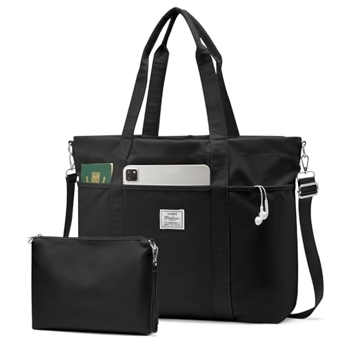 Travel Tote Bag for Women, Laptop Tote Bag with Laptop Compartments&Clutch Purse, Large Shoulder Bag for Travel, Work