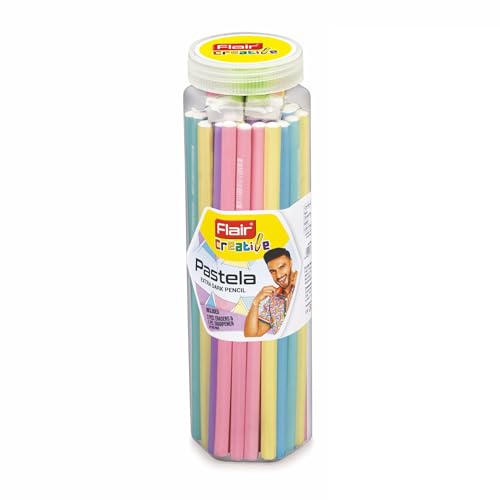 Image of Flair Creative Pastela Wooden Pencils - Pack of 50 Premium HB Graphite Pencils | Vibrant Pastel Colors| Break-Resistant Lead| Eco-Friendly Wood| Ideal for Office, School & Art