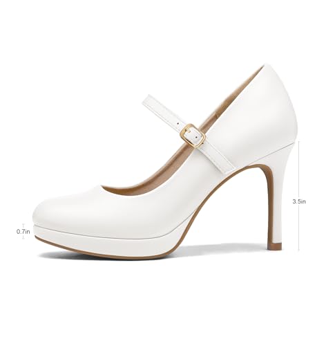 mysoft Women's Pumps Closed Toe Mary Jane Pumps Round Toe Platform High Heel Dress Shoes2