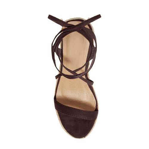 Image of Coutgo Women's Espadrille Wedges Lace Up Platform Ankle Cross Strap Slingback Summer Dress Sandals