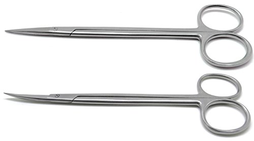 2 Pcs Dental Surgical Medical Ent Scissors Kelly Straight & Curved 7" Sharp/Sharp Instruments #TOP1