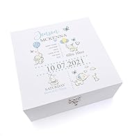 ukgiftstoreonline Personalised Baby Boy Elephants Design Keepsake Wooden Box Gift