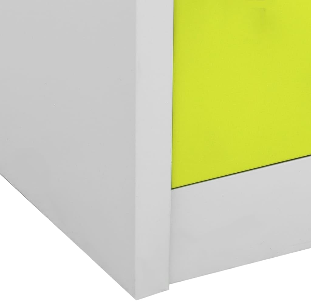 Steel Locker Cabinet Light Gray and Green Medium Storage Locker with 9 Compartments for Office and School Indoor Use, Cam Lock Security, 17.7x35.4x36.4 Inches