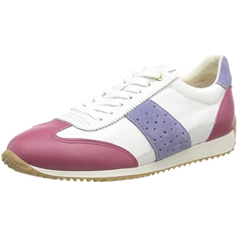 Geox Women's D Calithe Sneaker in White Dk Fuchsia Cover